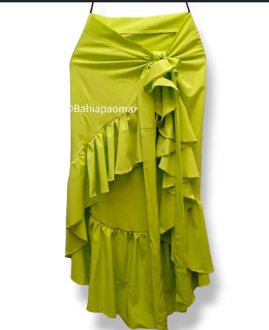 Falda Cascada pistacho